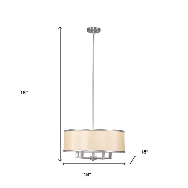 HomeRoots Four Light Dimmable Chandelier - Modern Cylinder Shades for Entryway, Dining Room & Bedroom Decor 687797