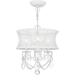 HomeRoots White Three-Light Dimmable Chandelier – Modern Cylindrical Shades for Versatile Home Lighting Decor 687798