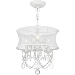 HomeRoots White Three-Light Dimmable Chandelier – Modern Cylindrical Shades for Versatile Home Lighting Decor 687798