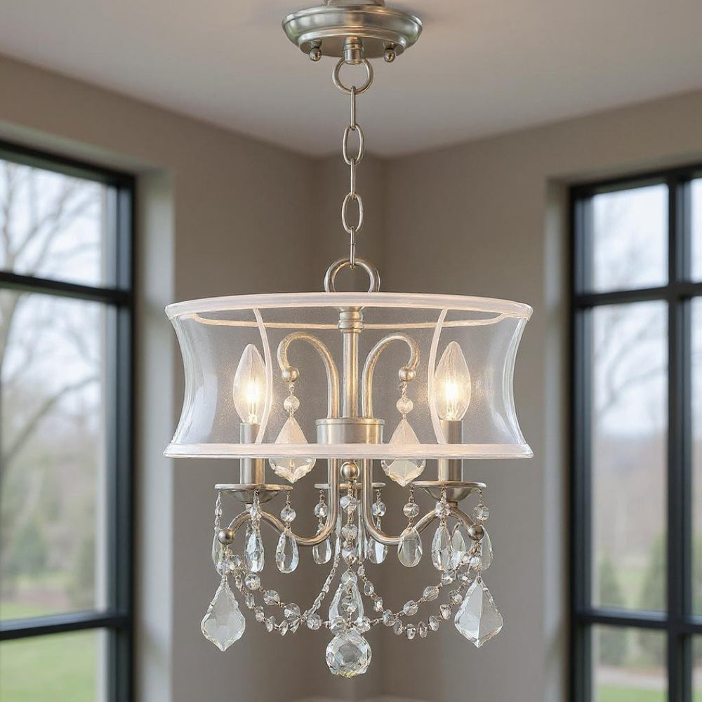 HomeRoots Three Light Dimmable Chandelier - Modern Cylinder Shades for Adjustable Ambiance in Any Room 687799