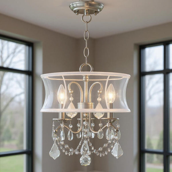 HomeRoots Three Light Dimmable Chandelier - Modern Cylinder Shades for Adjustable Ambiance in Any Room 687799