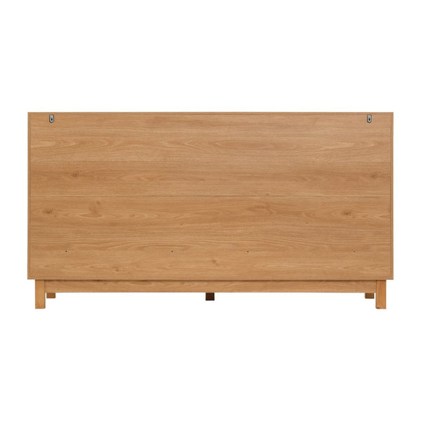 English Elm Modern Fluted 6 Drawer Dresser with Solid Wood Legs Japandi Chest for Bedroom Natural N739S0000013W
