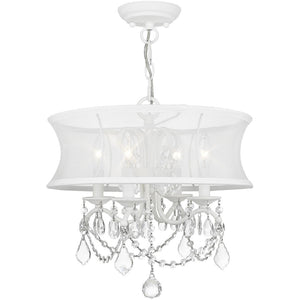 HomeRoots White Modern Four-Light Dimmable Chandelier with Cylinder Shades for Stylish Ambient Lighting 687800