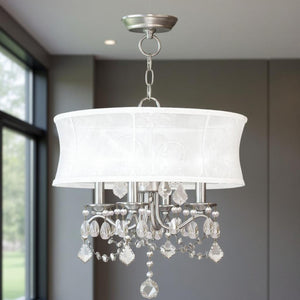 HomeRoots Four Light Dimmable Chandelier - Modern Steel Fixture with Cylinder Shades for Versatile Ambiance 687801
