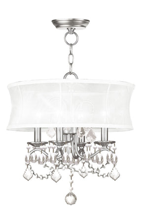 HomeRoots Four Light Dimmable Chandelier - Modern Steel Fixture with Cylinder Shades for Versatile Ambiance 687801