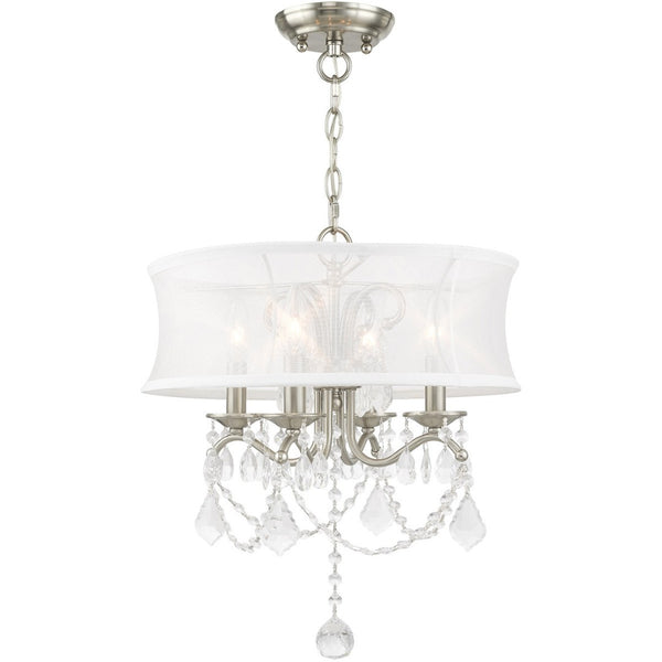 HomeRoots Four Light Dimmable Chandelier - Modern Steel Fixture with Cylinder Shades for Versatile Ambiance 687801