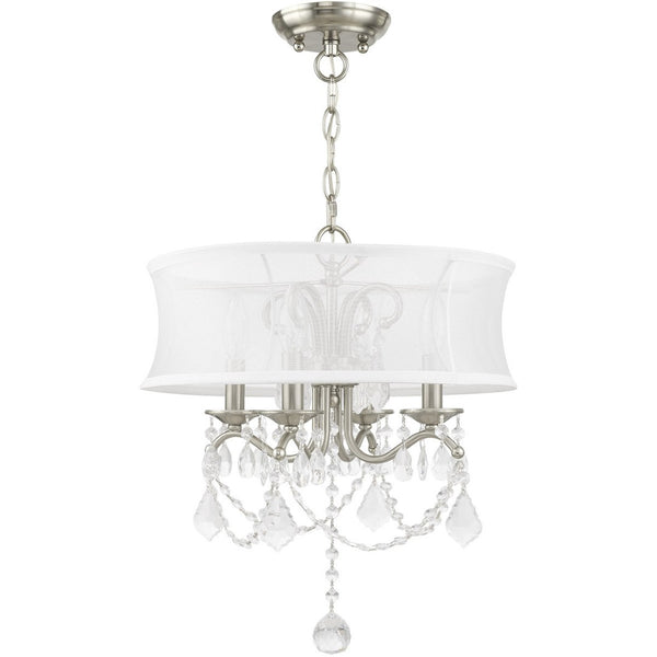 HomeRoots Four Light Dimmable Chandelier - Modern Steel Fixture with Cylinder Shades for Versatile Ambiance 687801