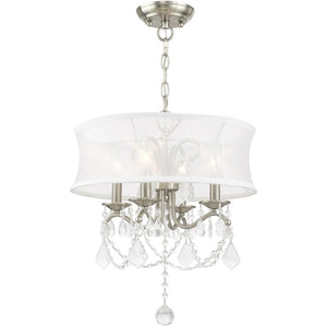 HomeRoots Four Light Dimmable Chandelier - Modern Steel Fixture with Cylinder Shades for Versatile Ambiance 687801