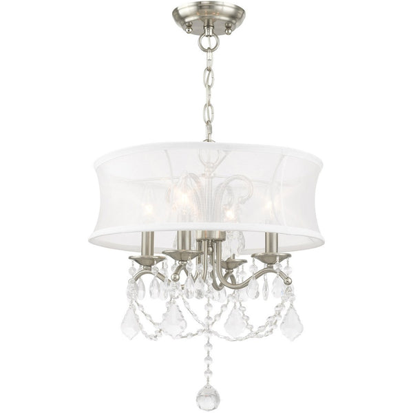 HomeRoots Four Light Dimmable Chandelier - Modern Steel Fixture with Cylinder Shades for Versatile Ambiance 687801