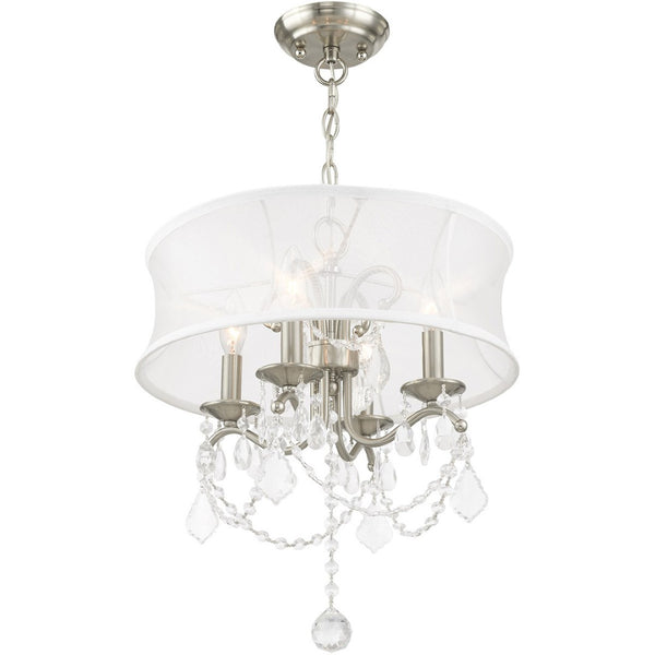 HomeRoots Four Light Dimmable Chandelier - Modern Steel Fixture with Cylinder Shades for Versatile Ambiance 687801