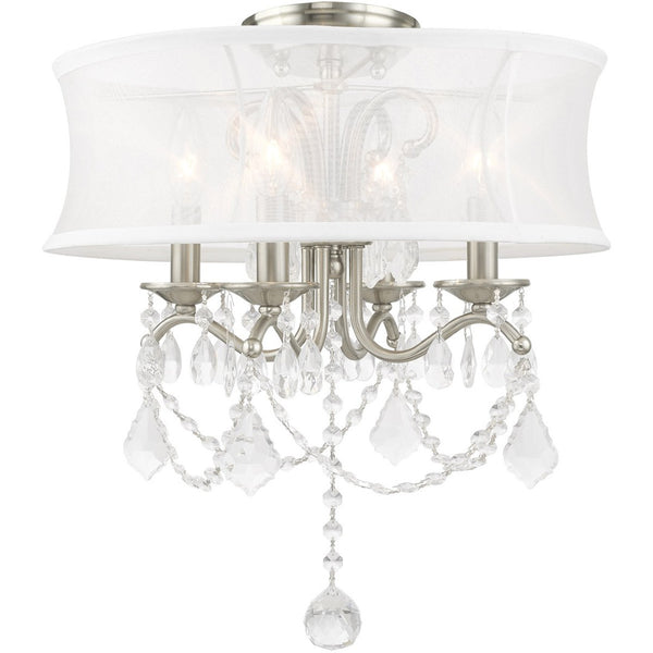HomeRoots Four Light Dimmable Chandelier - Modern Steel Fixture with Cylinder Shades for Versatile Ambiance 687801