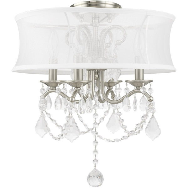 HomeRoots Four Light Dimmable Chandelier - Modern Steel Fixture with Cylinder Shades for Versatile Ambiance 687801