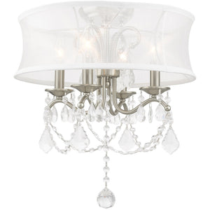 HomeRoots Four Light Dimmable Chandelier - Modern Steel Fixture with Cylinder Shades for Versatile Ambiance 687801