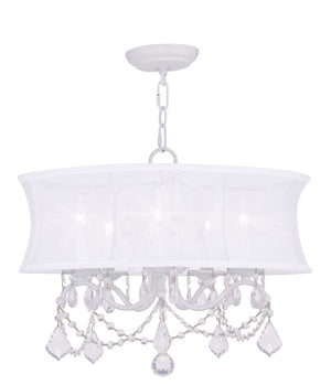 HomeRoots White Five-Light Modern Dimmable Chandelier - Sleek Cylindrical Shades for Stylish Illumination 687802