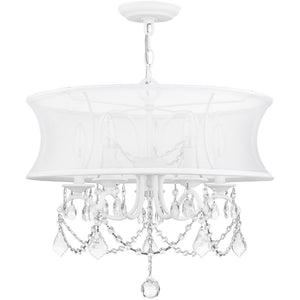 HomeRoots White Five-Light Modern Dimmable Chandelier - Sleek Cylindrical Shades for Stylish Illumination 687802