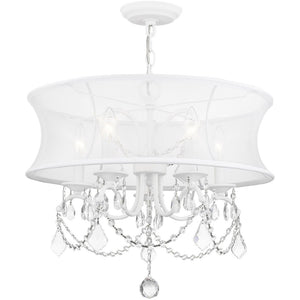 HomeRoots White Five-Light Modern Dimmable Chandelier - Sleek Cylindrical Shades for Stylish Illumination 687802
