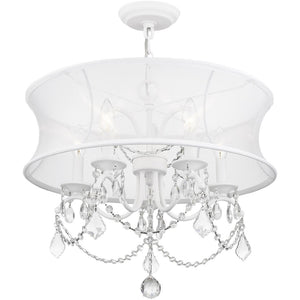 HomeRoots White Five-Light Modern Dimmable Chandelier - Sleek Cylindrical Shades for Stylish Illumination 687802
