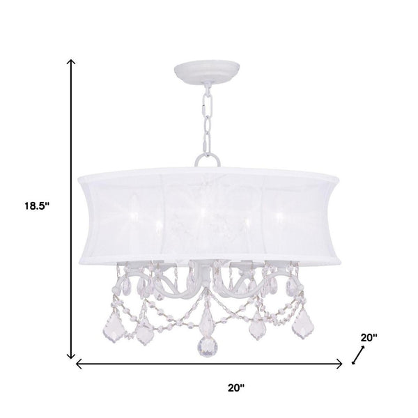 HomeRoots White Five-Light Modern Dimmable Chandelier - Sleek Cylindrical Shades for Stylish Illumination 687802