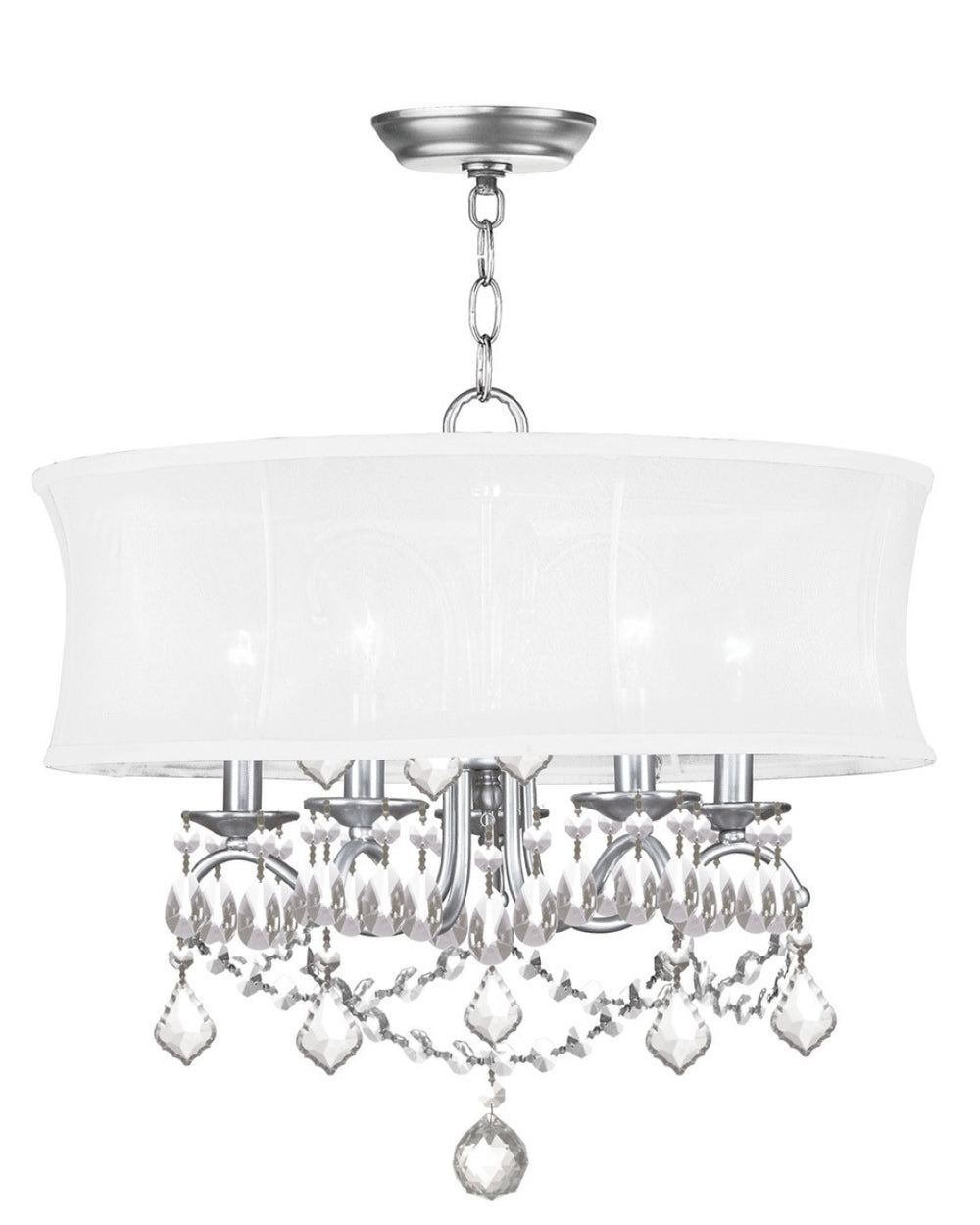 HomeRoots Five Light Dimmable Chandelier - Modern Steel Shades for Elegant Dining Room & Living Space Lighting 687803