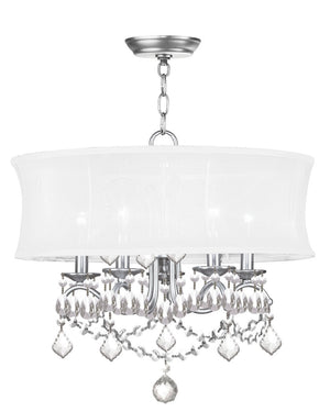 HomeRoots Five Light Dimmable Chandelier - Modern Steel Shades for Elegant Dining Room & Living Space Lighting 687803