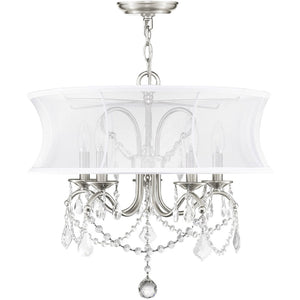 HomeRoots Five Light Dimmable Chandelier - Modern Steel Shades for Elegant Dining Room & Living Space Lighting 687803