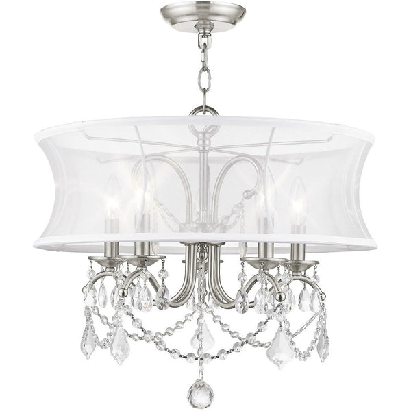 HomeRoots Five Light Dimmable Chandelier - Modern Steel Shades for Elegant Dining Room & Living Space Lighting 687803