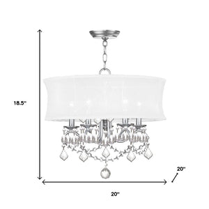 HomeRoots Five Light Dimmable Chandelier - Modern Steel Shades for Elegant Dining Room & Living Space Lighting 687803
