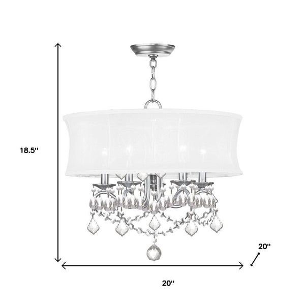 HomeRoots Five Light Dimmable Chandelier - Modern Steel Shades for Elegant Dining Room & Living Space Lighting 687803