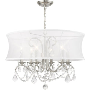 HomeRoots Six Light Dimmable Chandelier with Modern Cylinder Shades for Versatile Home Lighting Solutions 687804