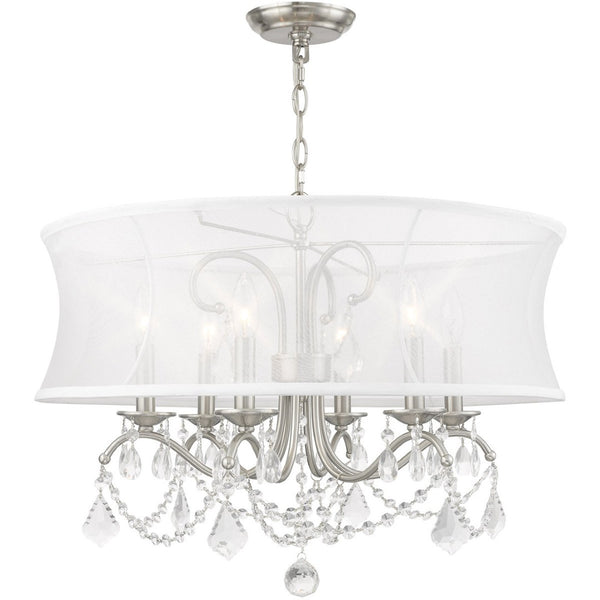 HomeRoots Six Light Dimmable Chandelier with Modern Cylinder Shades for Versatile Home Lighting Solutions 687804