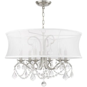 HomeRoots Six Light Dimmable Chandelier with Modern Cylinder Shades for Versatile Home Lighting Solutions 687804