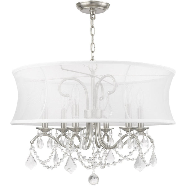 HomeRoots Six Light Dimmable Chandelier with Modern Cylinder Shades for Versatile Home Lighting Solutions 687804