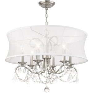HomeRoots Six Light Dimmable Chandelier with Modern Cylinder Shades for Versatile Home Lighting Solutions 687804