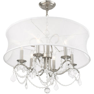 HomeRoots Six Light Dimmable Chandelier with Modern Cylinder Shades for Versatile Home Lighting Solutions 687804