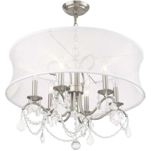 HomeRoots Six Light Dimmable Chandelier with Modern Cylinder Shades for Versatile Home Lighting Solutions 687804