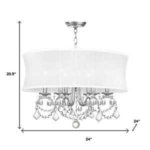 HomeRoots Six Light Dimmable Chandelier with Modern Cylinder Shades for Versatile Home Lighting Solutions 687804