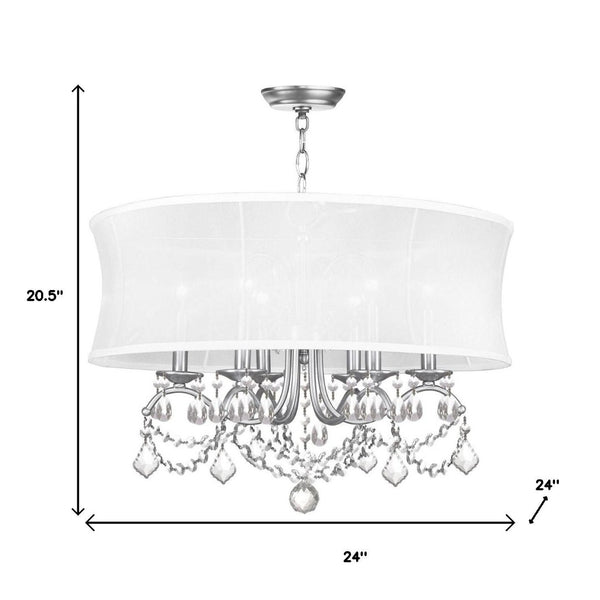 HomeRoots Six Light Dimmable Chandelier with Modern Cylinder Shades for Versatile Home Lighting Solutions 687804