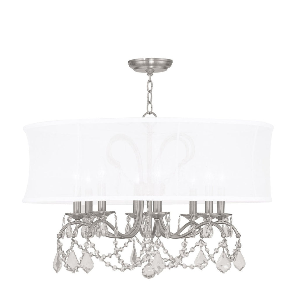 HomeRoots Eight Light Dimmable Chandelier - Modern Cylinder Design with Steel Shades for Elegant Spaces 687805