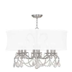 HomeRoots Eight Light Dimmable Chandelier - Modern Cylinder Design with Steel Shades for Elegant Spaces 687805