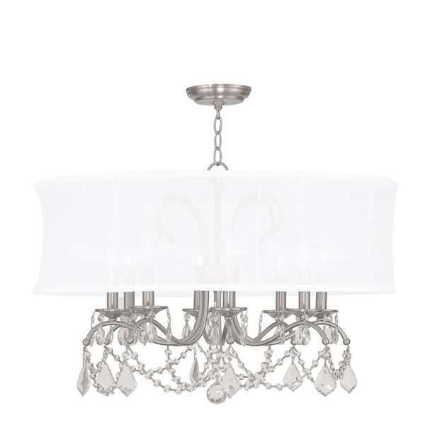HomeRoots Eight Light Dimmable Chandelier - Modern Cylinder Design with Steel Shades for Elegant Spaces 687805