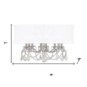 HomeRoots Eight Light Dimmable Chandelier - Modern Cylinder Design with Steel Shades for Elegant Spaces 687805