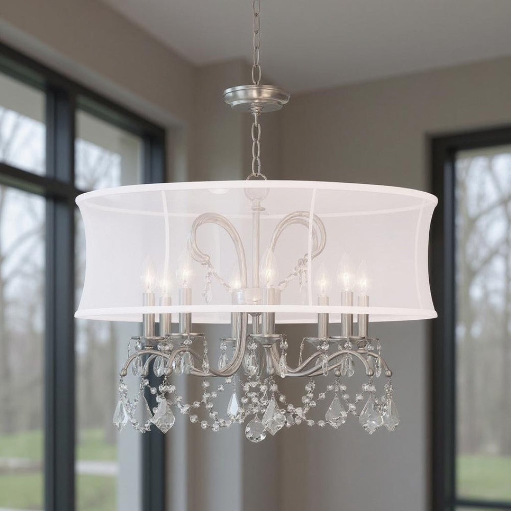 HomeRoots Eight Light Dimmable Chandelier - Modern Cylinder Design with Steel Shades for Elegant Spaces 687805