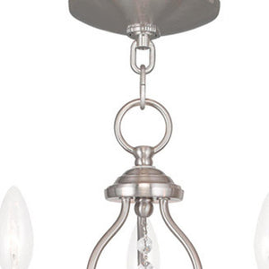 HomeRoots Nickel Modern Three-Light Dimmable Chandelier with Cylinder Shades – Perfect for Any Room's Elegance! 687808