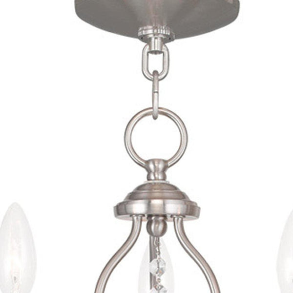 HomeRoots Nickel Modern Three-Light Dimmable Chandelier with Cylinder Shades – Perfect for Any Room's Elegance! 687808