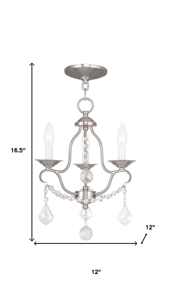 HomeRoots Nickel Modern Three-Light Dimmable Chandelier with Cylinder Shades – Perfect for Any Room's Elegance! 687808