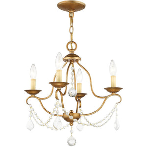 HomeRoots Four Light Dimmable Chandelier - Stylish Cylinder Shades for Modern Spaces & Ambient Lighting 687809