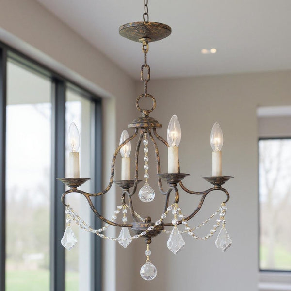 HomeRoots Four Light Dimmable Chandelier - Modern Cylinder Shades for Elegant Ambiance in Any Space 687811