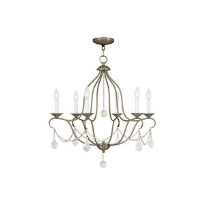 HomeRoots Six Light Dimmable Chandelier – Modern Cylinder Shades, Versatile Design for Elegant Spaces & Ambiance 687813