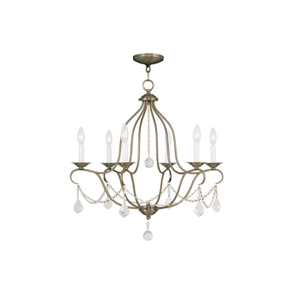 HomeRoots Six Light Dimmable Chandelier – Modern Cylinder Shades, Versatile Design for Elegant Spaces & Ambiance 687813