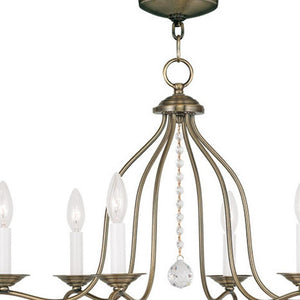 HomeRoots Six Light Dimmable Chandelier – Modern Cylinder Shades, Versatile Design for Elegant Spaces & Ambiance 687813